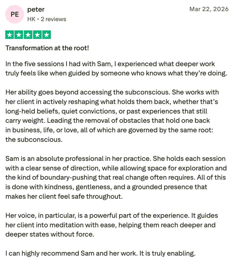 client testimonial about subconscious healing session